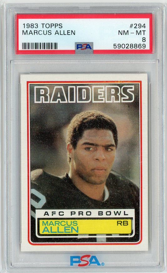 Graded 1983 Topps Marcus Allen #RAIDERS Rookie RC Football Card PSA 8 NM-MT