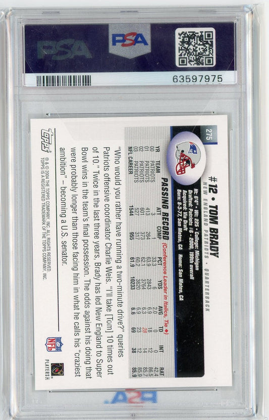 Graded 2004 Topps Collection Tom Brady #275 Football Card PSA 9 Mint