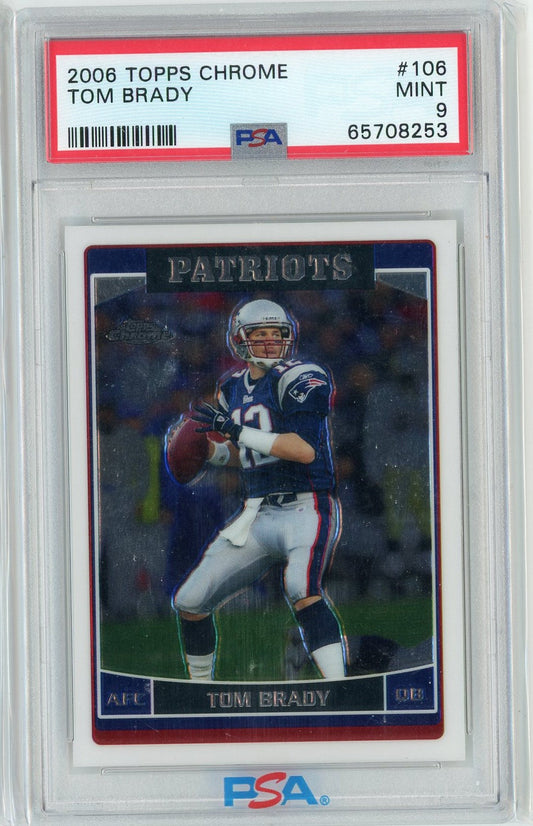 Graded 2006 Topps Chrome Tom Brady #106 Football Card PSA 9 Mint