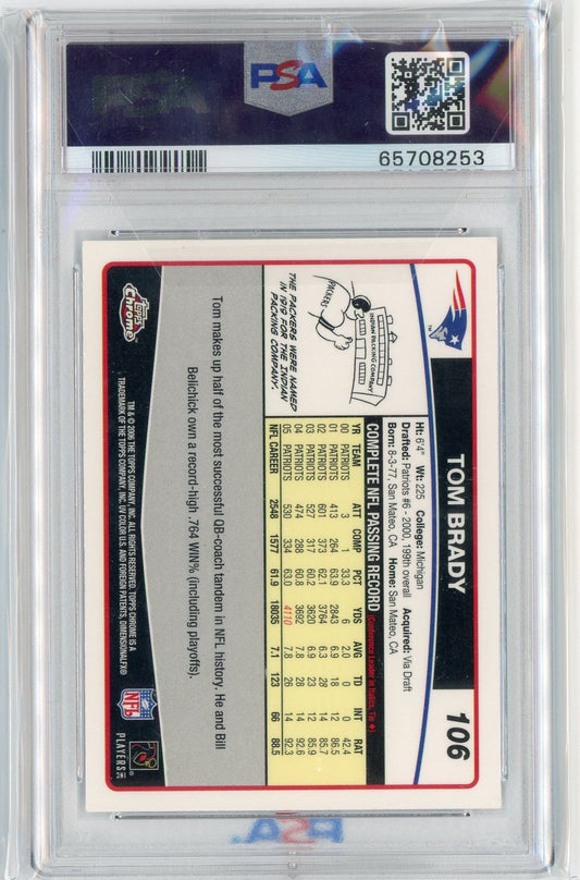 Graded 2006 Topps Chrome Tom Brady #106 Football Card PSA 9 Mint