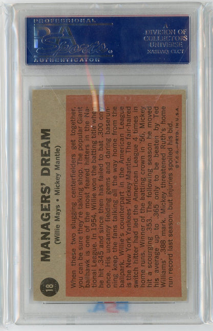 Graded 1962 Topps Managers' Dream Mickey Mantle Willie Mays #18 Baseball Card PSA 6 EX-MT