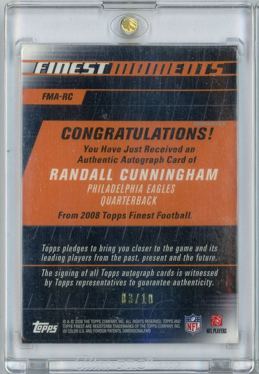 2008 Topps Finest Moments Refractor Randall Cunningham #FMARC Auto /10 Football Card