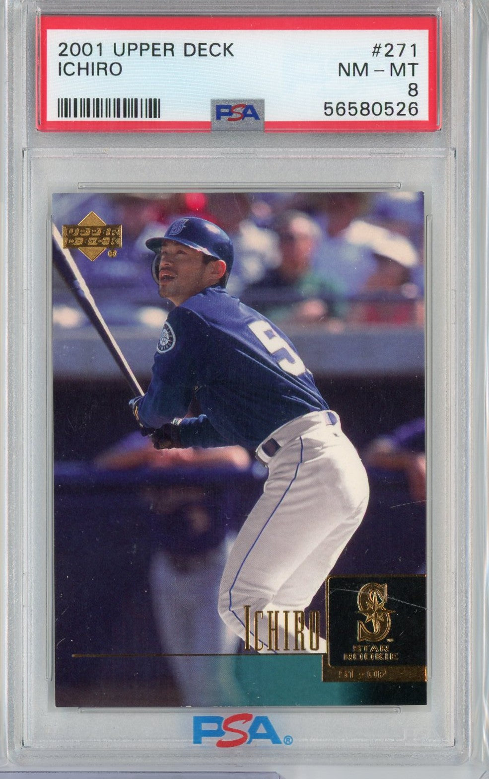 Graded 2001 Upper Deck Ichiro Suzuki #271 Rookie RC Baseball Card PSA 8 NM-MT