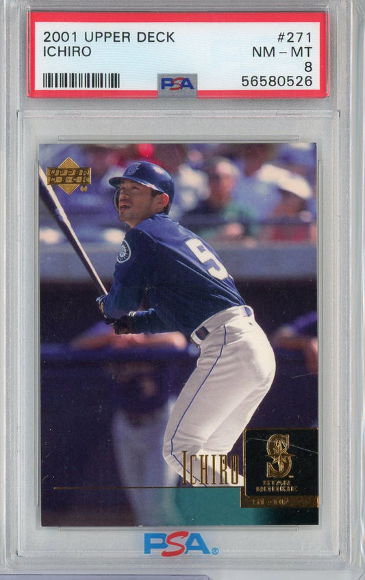 Graded 2001 Upper Deck Ichiro Suzuki #271 Rookie RC Baseball Card PSA 8 NM-MT