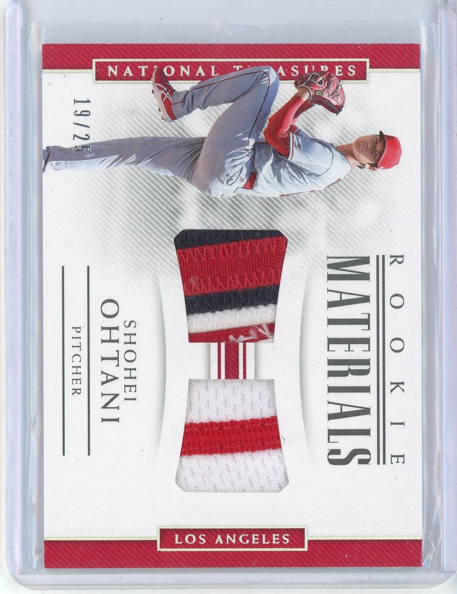 2018 Panini National Treasures Rookie Materials Shohei Ohtani #RM-SO /25 Player Used Worn Relic Rookie RC Baseball Card
