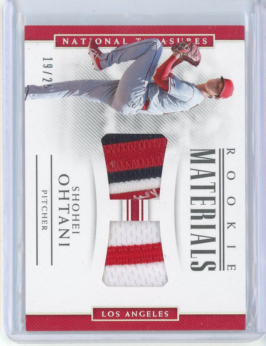 2018 Panini National Treasures Rookie Materials Shohei Ohtani #RM-SO /25 Player Used Worn Relic Rookie RC Baseball Card