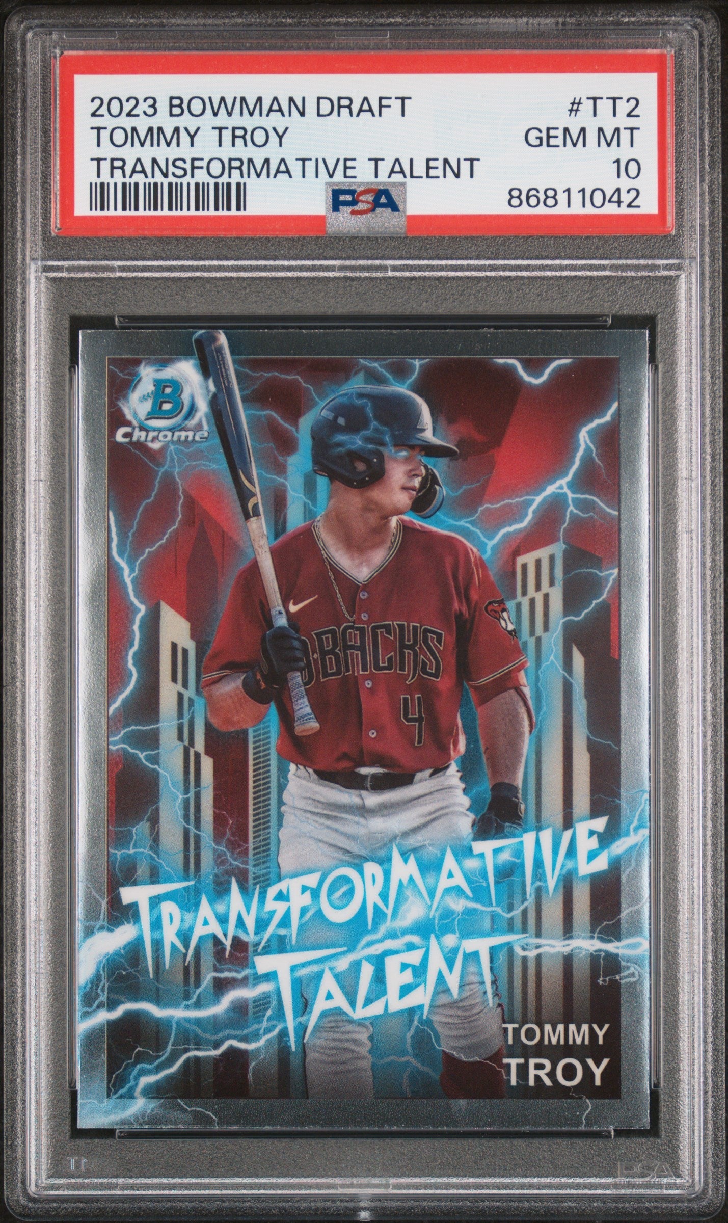 Graded 2023 Topps Bowman Draft Tommy Troy #TT2 Transformative Talent Rookie RC Baseball Card PSA 10 Gem Mint