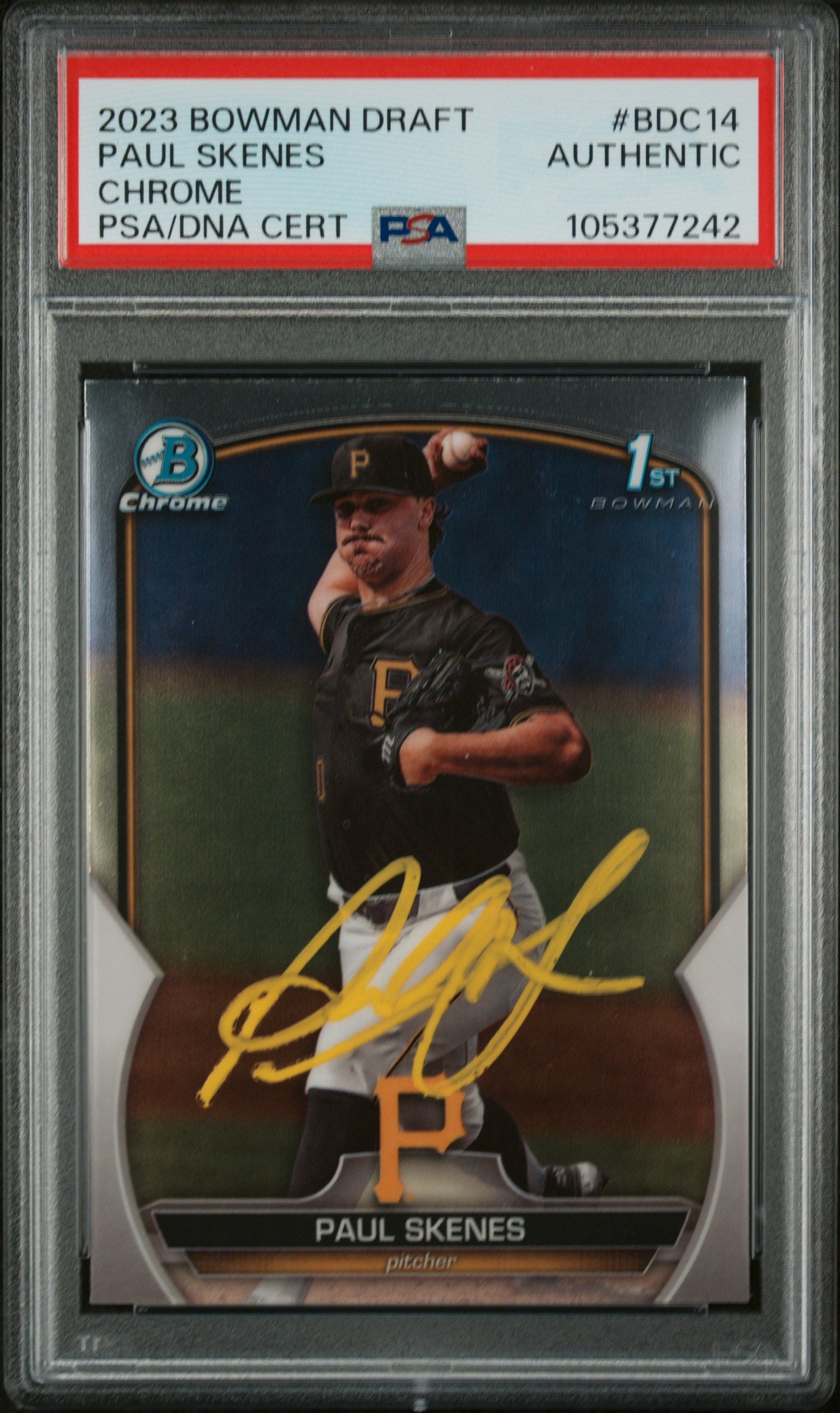 Graded 2023 Topps Bowman Draft Paul Skenes #BDC14 Chrome Rookie RC Baseball Card PSA Authentic Auto