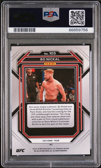 Graded 2023 Panini Prizm UFC Bo Nickal #103 Rookie RC UFC MMA Card PSA 10 Gem Mint
