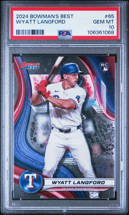 Graded 2024 Topps Bowmans Best Wyatt Langford #65 Rookie RC Baseball Card PSA 10 Gem Mint