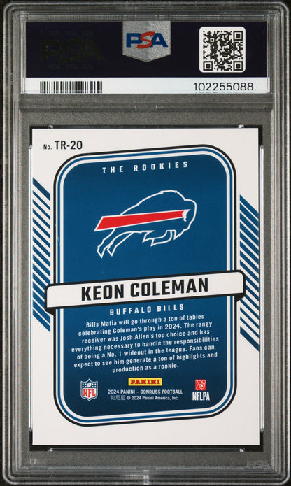 Graded 2024 Panini Donruss Keon Coleman #TR20 The Rookies Rookie RC Football Card PSA 10 Gem Mint