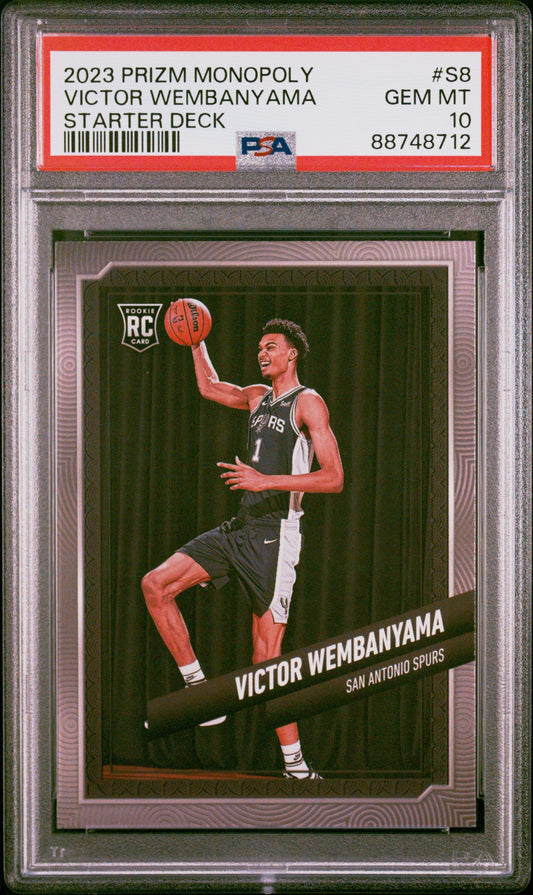 Graded 2023 Panini Prizm Monopoly Victor Wembanyama #S8 Starter Deck Rookie RC Basketball Card PSA 10 Gem Mint