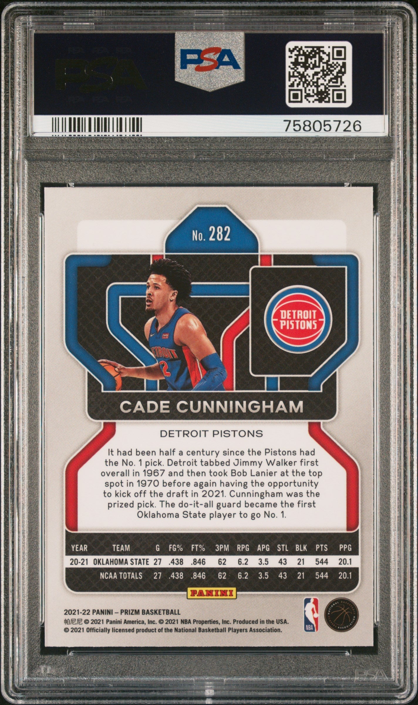 Graded 2021 Panini Prizm Cade Cunningham #282 Rookie RC Basketball Card PSA 10 Gem Mint