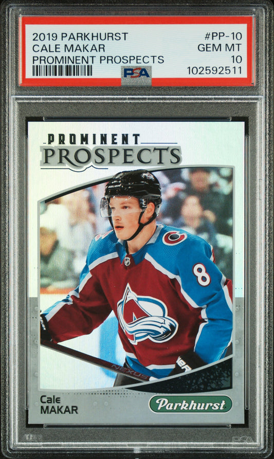 Graded 2019 Upper Deck Parkhurts Cale Makar #PP10 Prominent Prospects Rookie RC Hockey Card PSA 10 Gem Mint