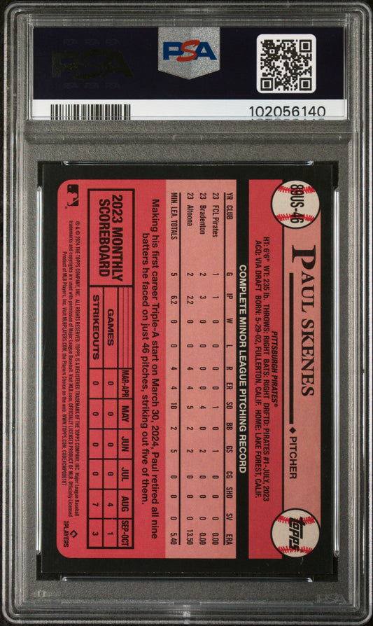 Graded 2024 Topps Update Paul Skenes #46 1989 Topps Rookie RC Baseball Card PSA 10 Gem Mint