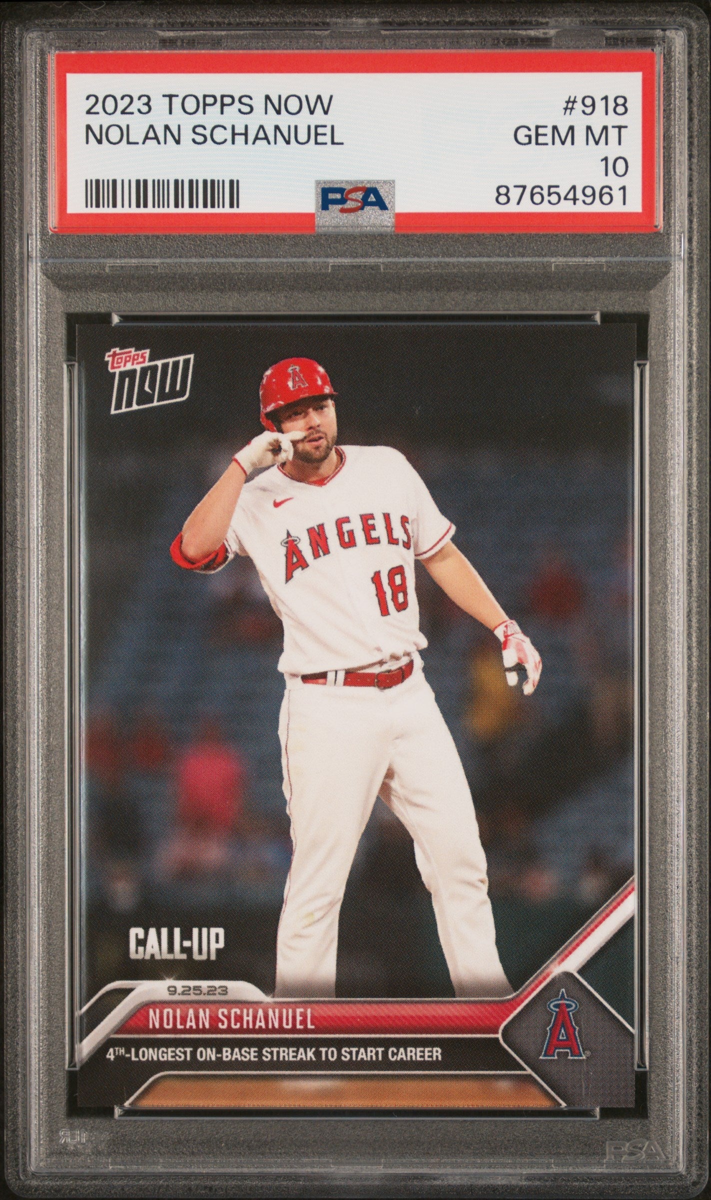 Graded 2023 Topps Now Nolan Schanuel #918 Rookie RC Baseball Card PSA 10 Gem Mint
