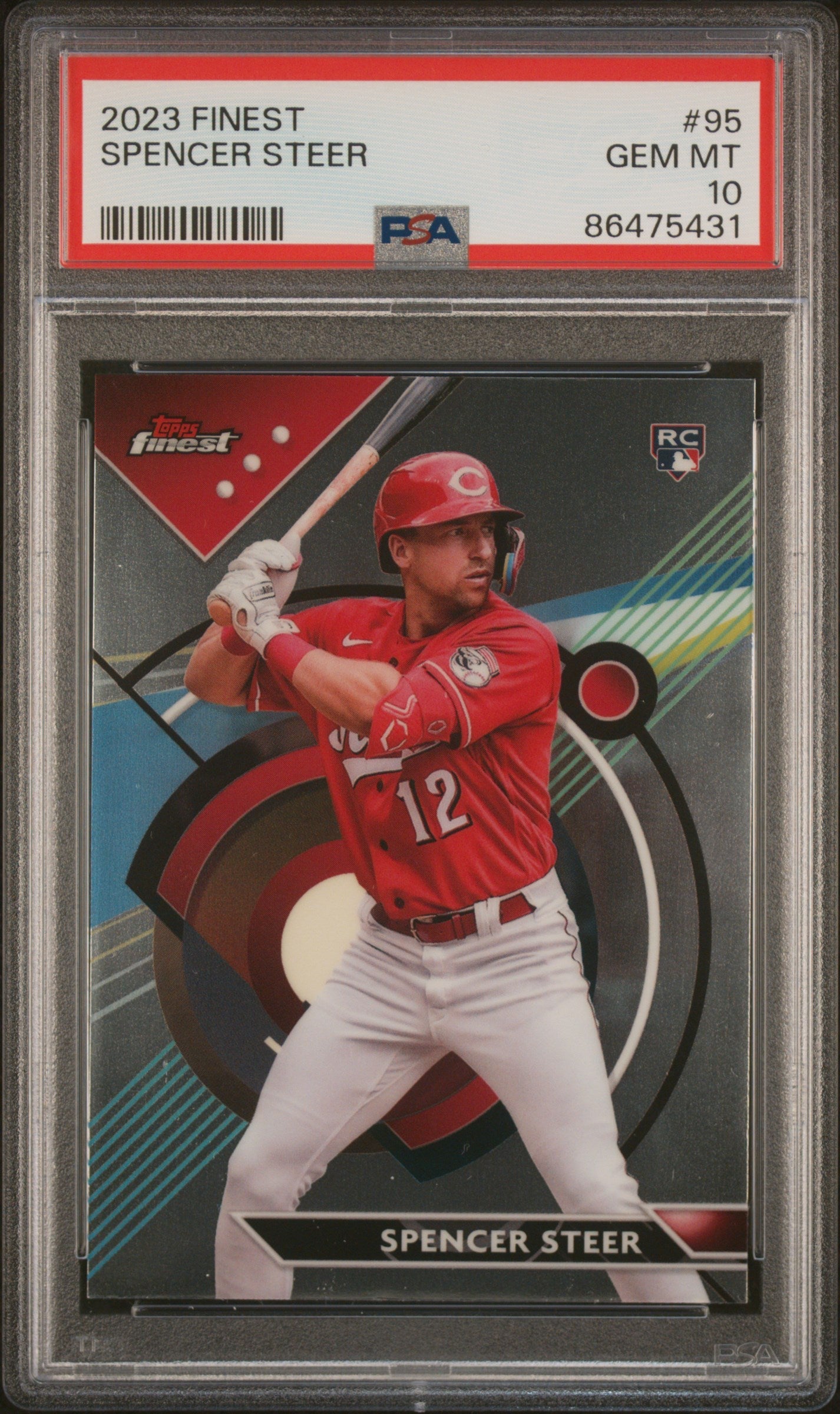 Graded 2023 Topps Finest Spencer Steer #95 Rookie RC Baseball Card PSA 10 Gem Mint