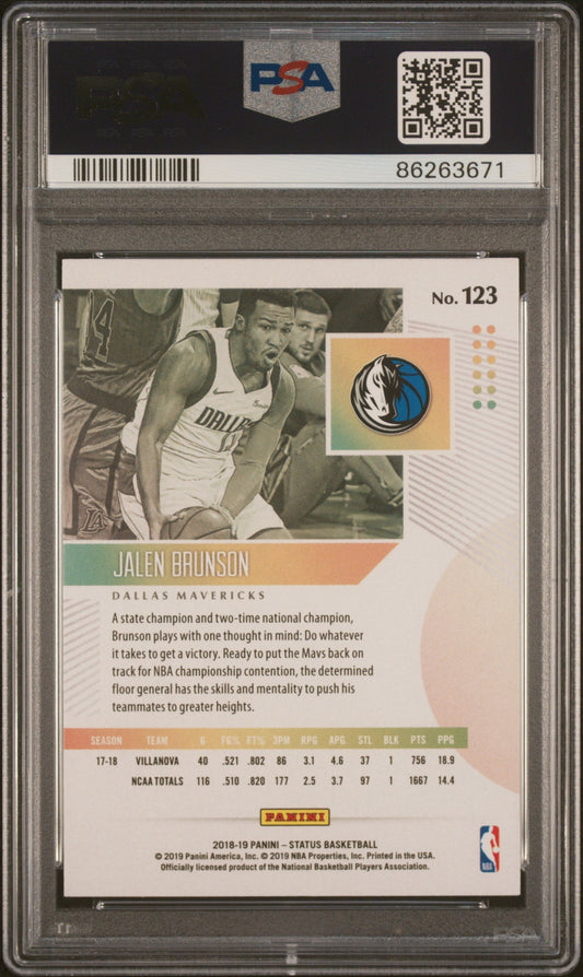 Graded 2018 Panini Status Jalen Brunson #123 Rookie RC Basketball Card PSA 10 Gem Mint