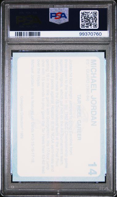 Graded 1989 North Carolina Collegiate Collection Michael Jordan #14 Basketball Card PSA 10 Gem Mint