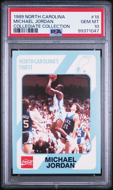 Graded 1989 North Carolina Collegiate Collection Michael Jordan #18 Basketball Card PSA 10 Gem Mint