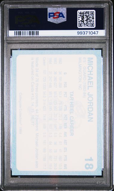 Graded 1989 North Carolina Collegiate Collection Michael Jordan #18 Basketball Card PSA 10 Gem Mint