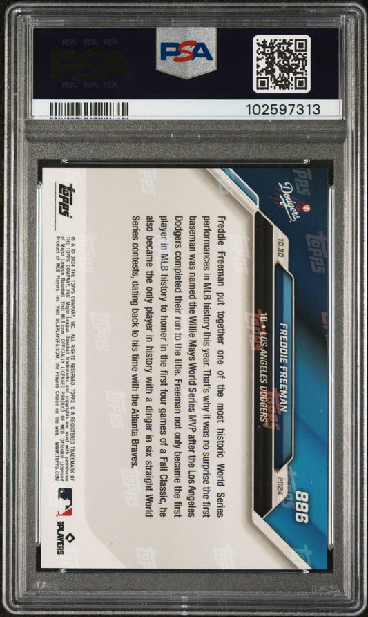 Graded 2024 Topps Now Freddie Freeman #886 World Series MVP Baseball Card PSA 10 Gem Mint