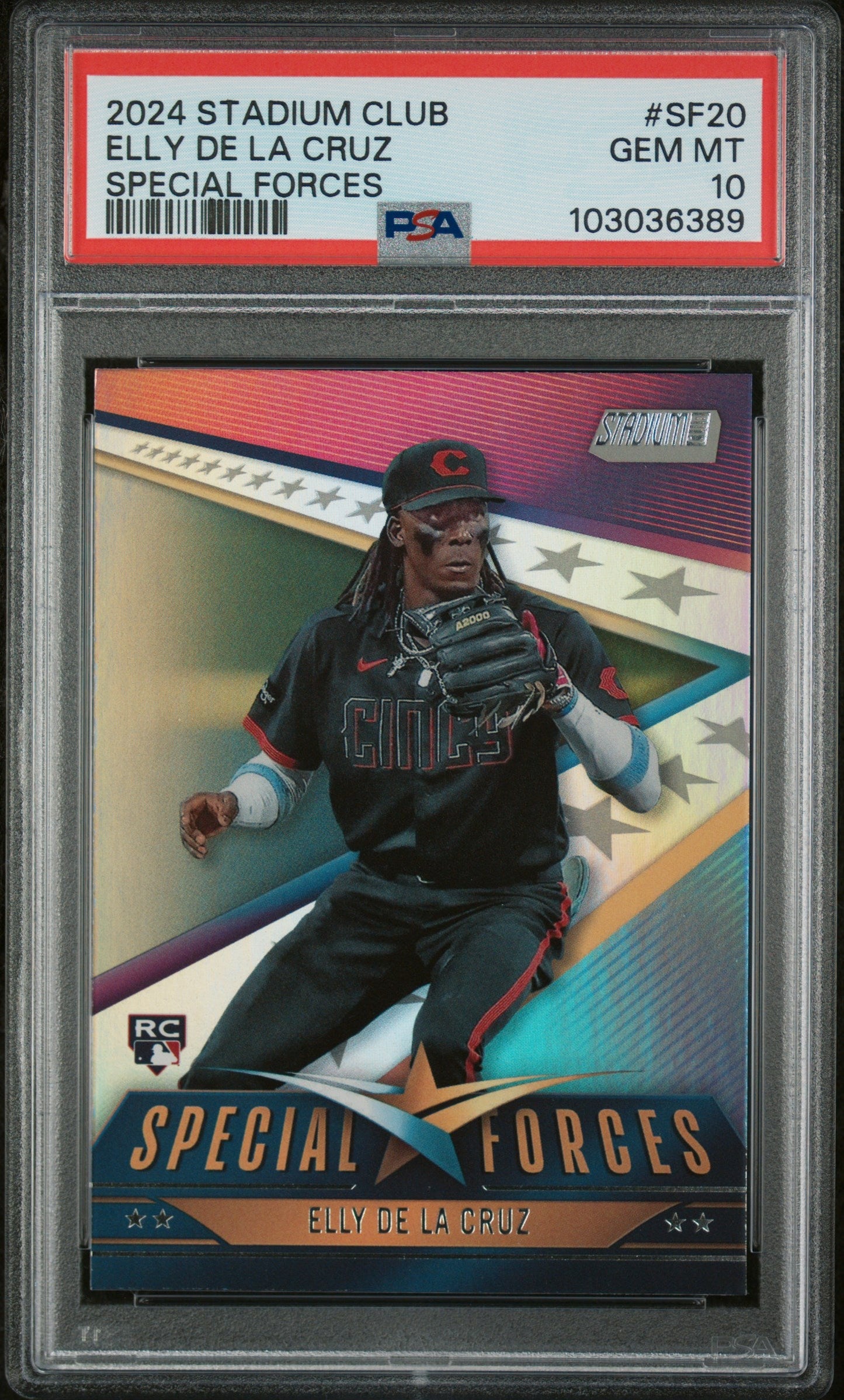 Graded 2024 Topps Stadium Club Elly De La Cruz #SF20 Special Forces Rookie RC Baseball Card PSA 10 Gem Mint