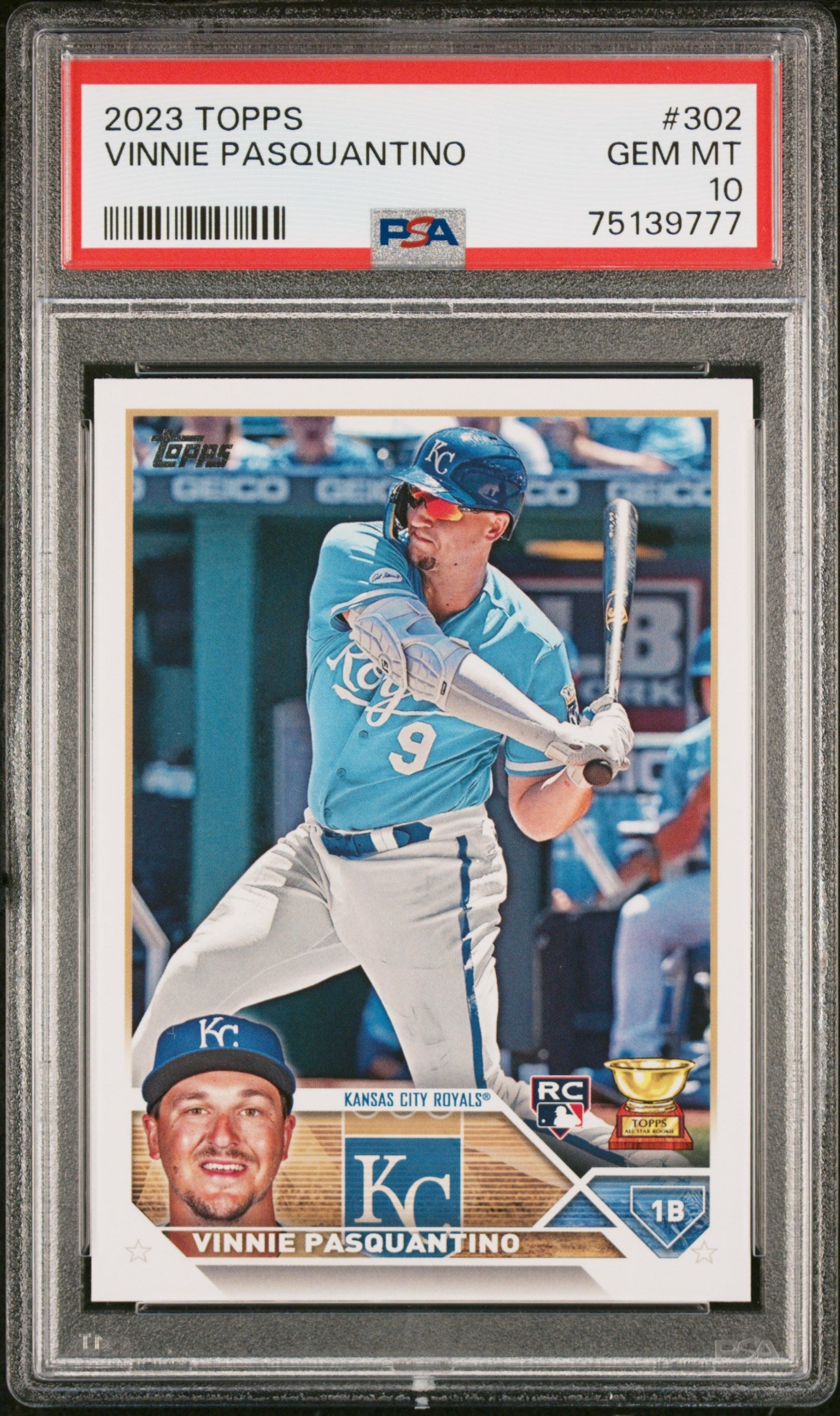 Graded 2023 Topps Vinnie Pasquantino #302 Rookie RC Baseball Card PSA 10 Gem Mint