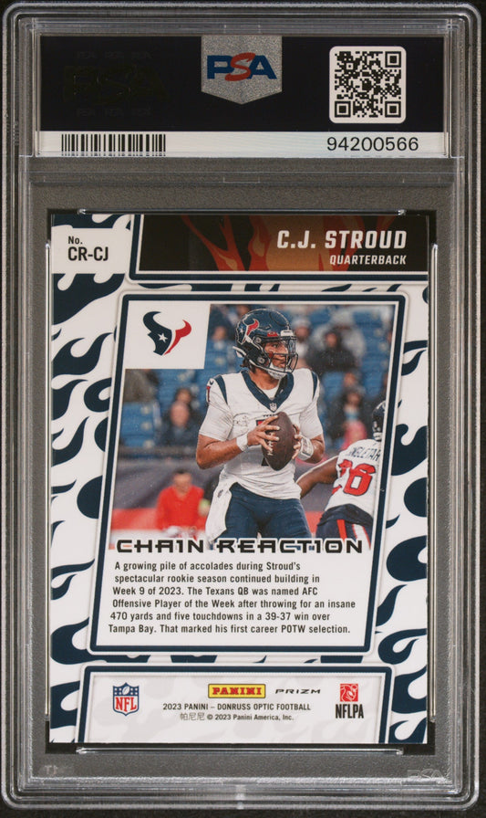 Graded 2023 Panini Donruss Optic CJ Stroud #CRCJ Chain Reaction Rookie RC Football Card PSA 10 Gem Mint