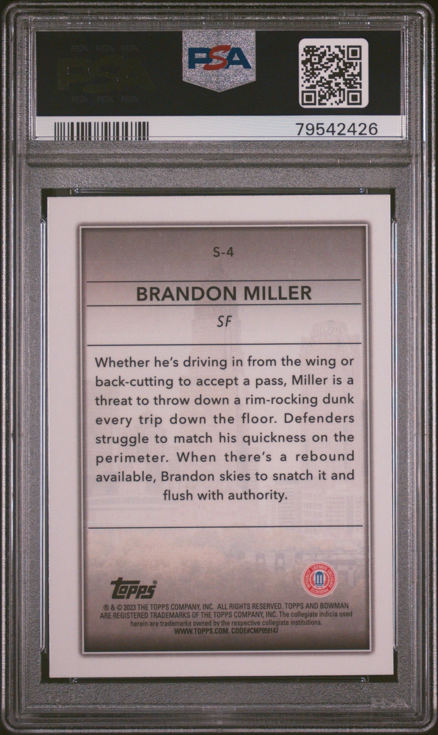Graded 2022 Topps Bowman University Brandon Miller #S4 Skyscraping Rookie RC Basketball Card PSA 10 Gem Mint