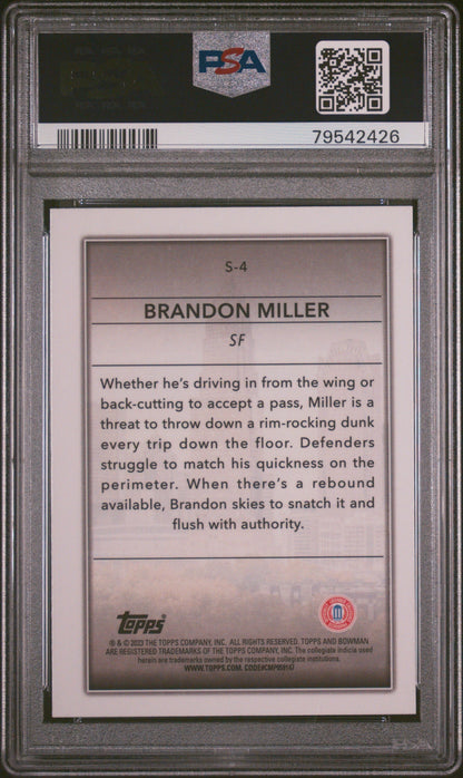 Graded 2022 Topps Bowman University Brandon Miller #S4 Skyscraping Rookie RC Basketball Card PSA 10 Gem Mint