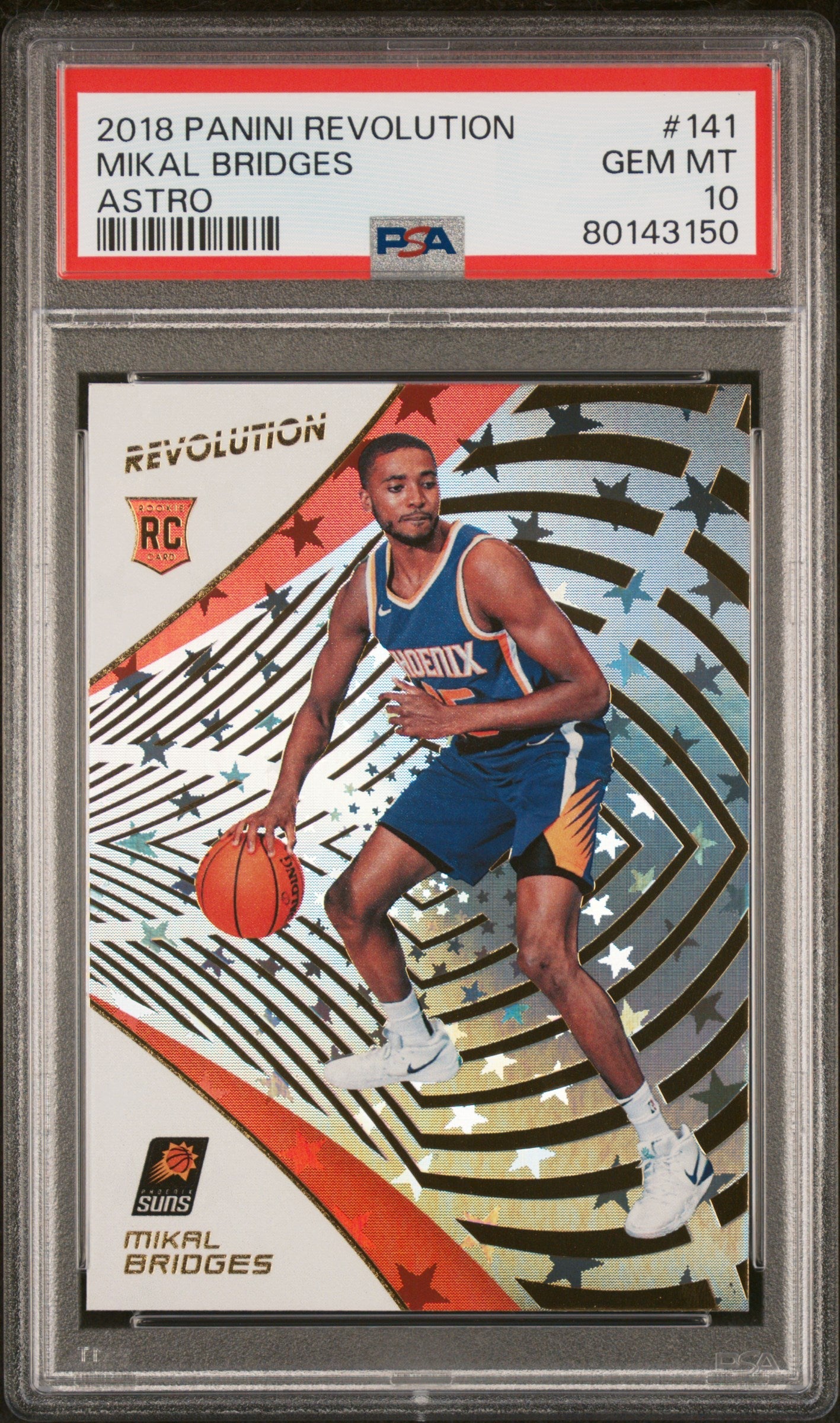 Graded 2018 Panini Revolution Mikal Bridges #141 Astro Rookie RC Basketball Card PSA 10 Gem Mint