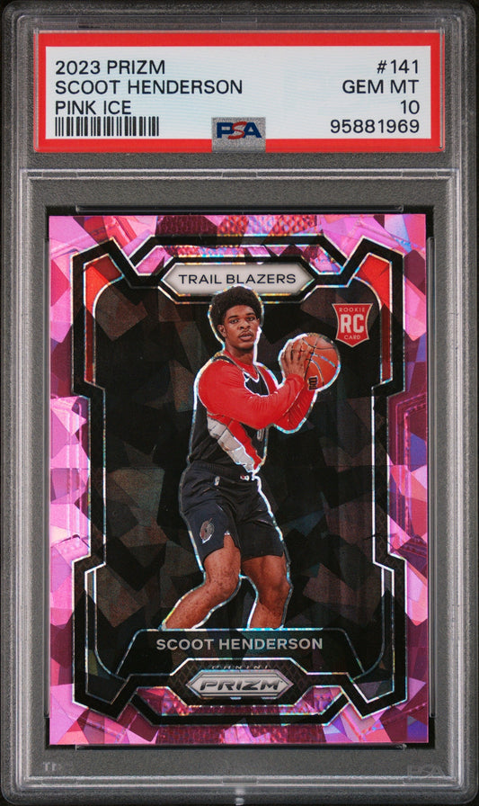 Graded 2023 Panini Prizm Scoot Henderson #141 Pink Ice Rookie RC Basketball Card PSA 10 Gem Mint
