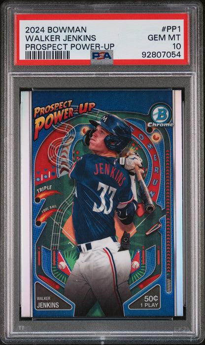 Graded 2024 Topps Bowman Walker Jenkins #PP1 Prospect Power Up Rookie RC Baseball Card PSA 10 Gem Mint