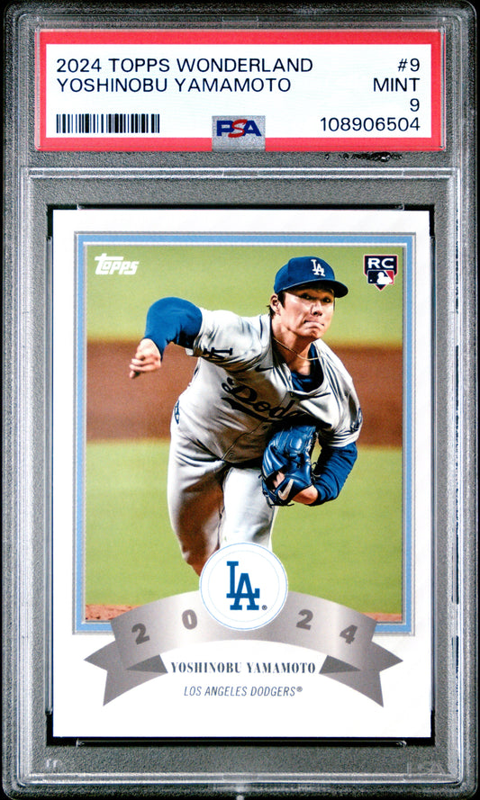 Graded 2024 Topps Wonderland Yoshinobu Yamamoto #9 Rookie RC Baseball Card PSA 9 Mint
