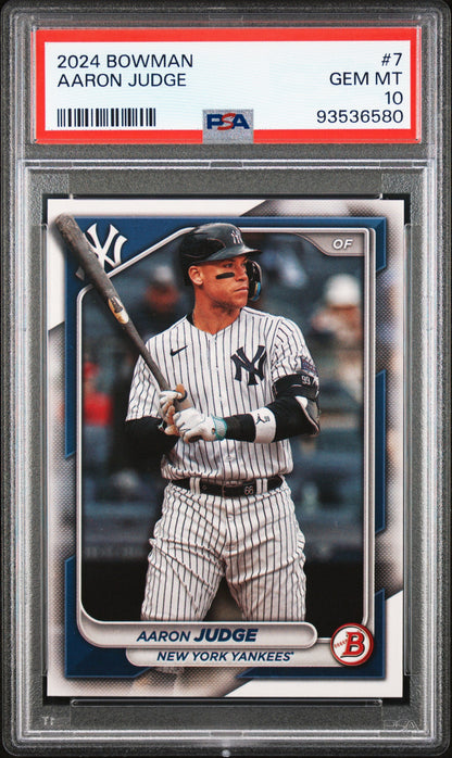 Graded 2024 Topps Bowman Aaron Judge #7 Baseball Card PSA 10 Gem Mint