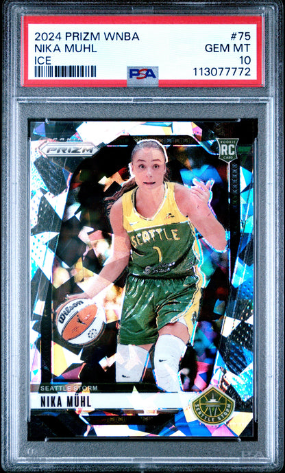 Graded 2024 Panini Prizm Nika Muhl #75 Ice Rookie RC Basketball Card PSA 10 Gem Mint