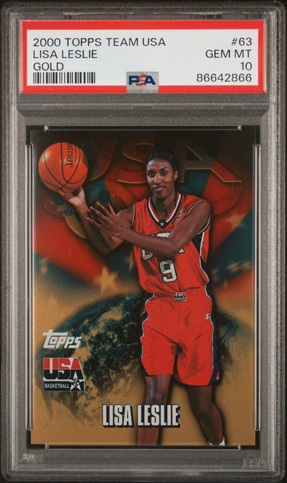 Graded 2000 Topps Team USA Lisa Leslie #63 Gold Basketball Card PSA 10 Gem Mint