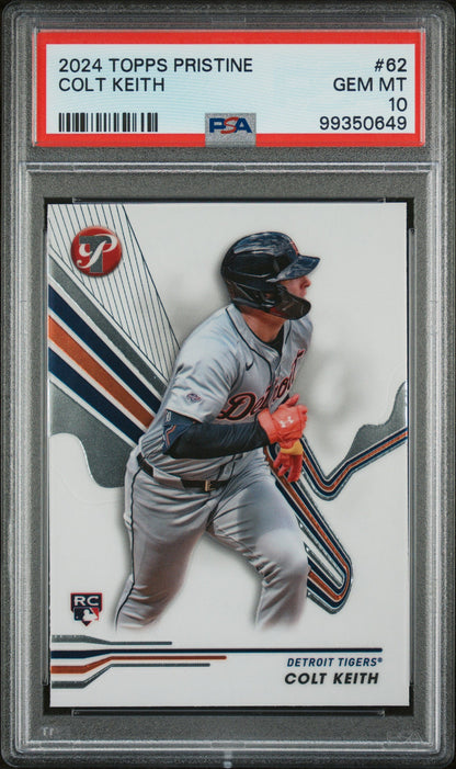 Graded 2024 Topps Pristine Colt Keith #62 Rookie RC Baseball Card PSA 10 Gem Mint