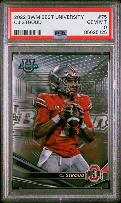 Graded 2022 Topps Bowman Best University CJ Stroud #75 Rookie RC Football Card PSA 10 Gem Mint