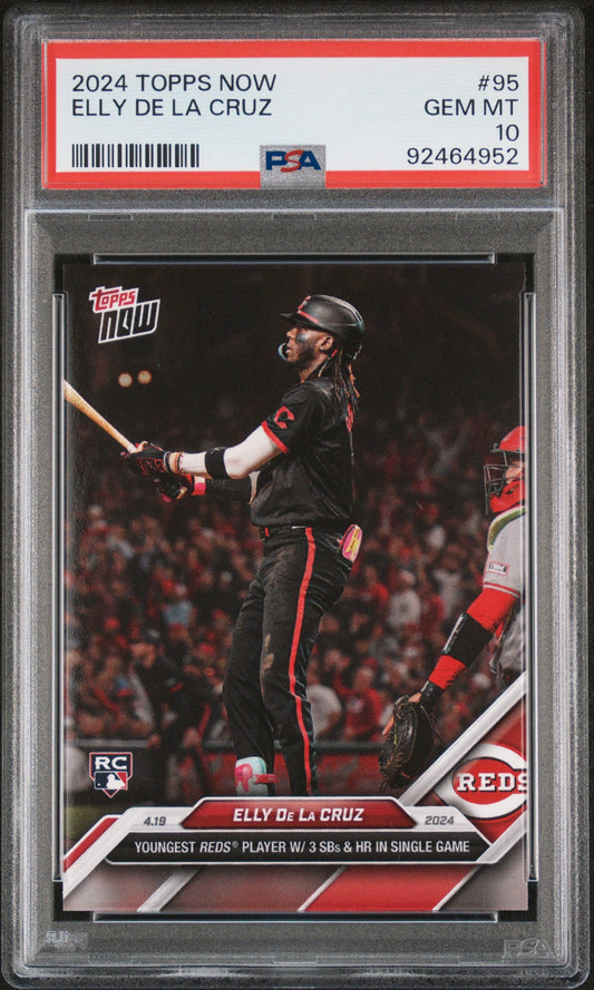 Graded 2024 Topps Now Elly De La Cruz #95 Rookie RC Baseball Card PSA 10 Gem Mint