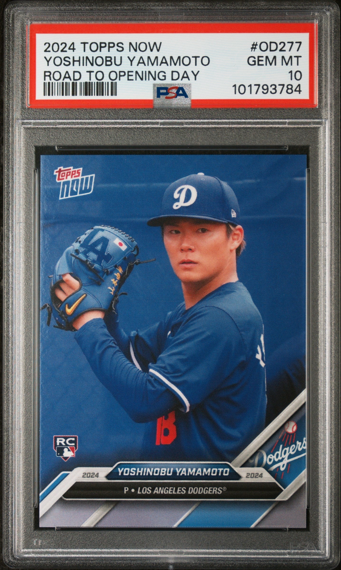 Graded 2024 Topps Now Yoshinobu Yamamoto #OD277 Road to Opening Day Rookie RC Baseball Card PSA 10 Gem Mint