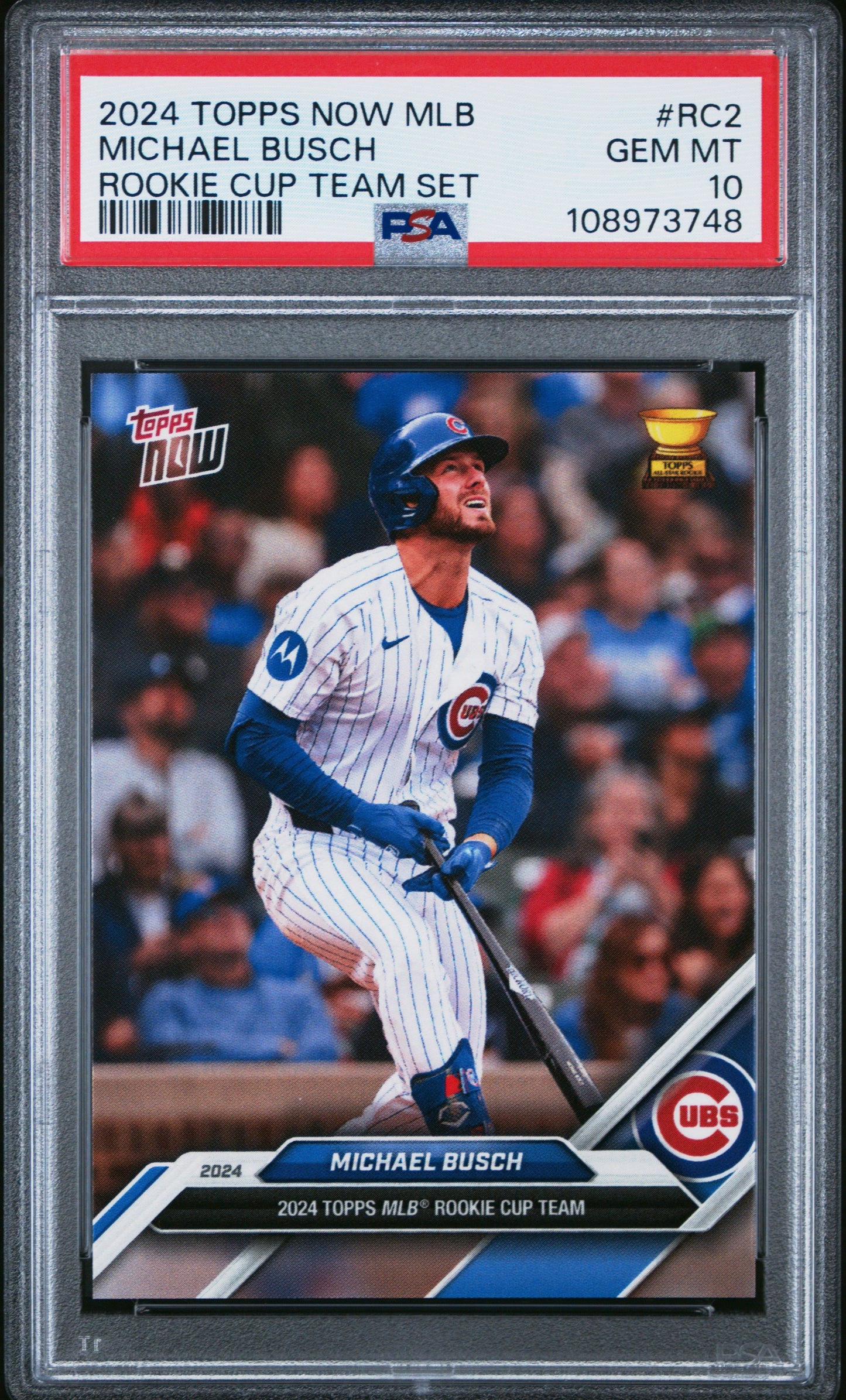 Graded 2024 Topps Now Michael Busch #RC2 Rookie Cup Team Set Baseball Card PSA 10 Gem Mint