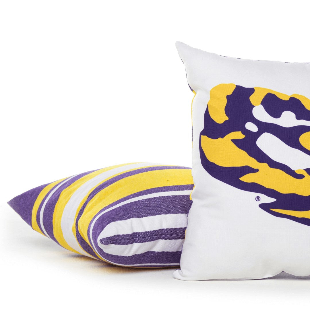 LSU Colors Striped Throw Pillow Cover