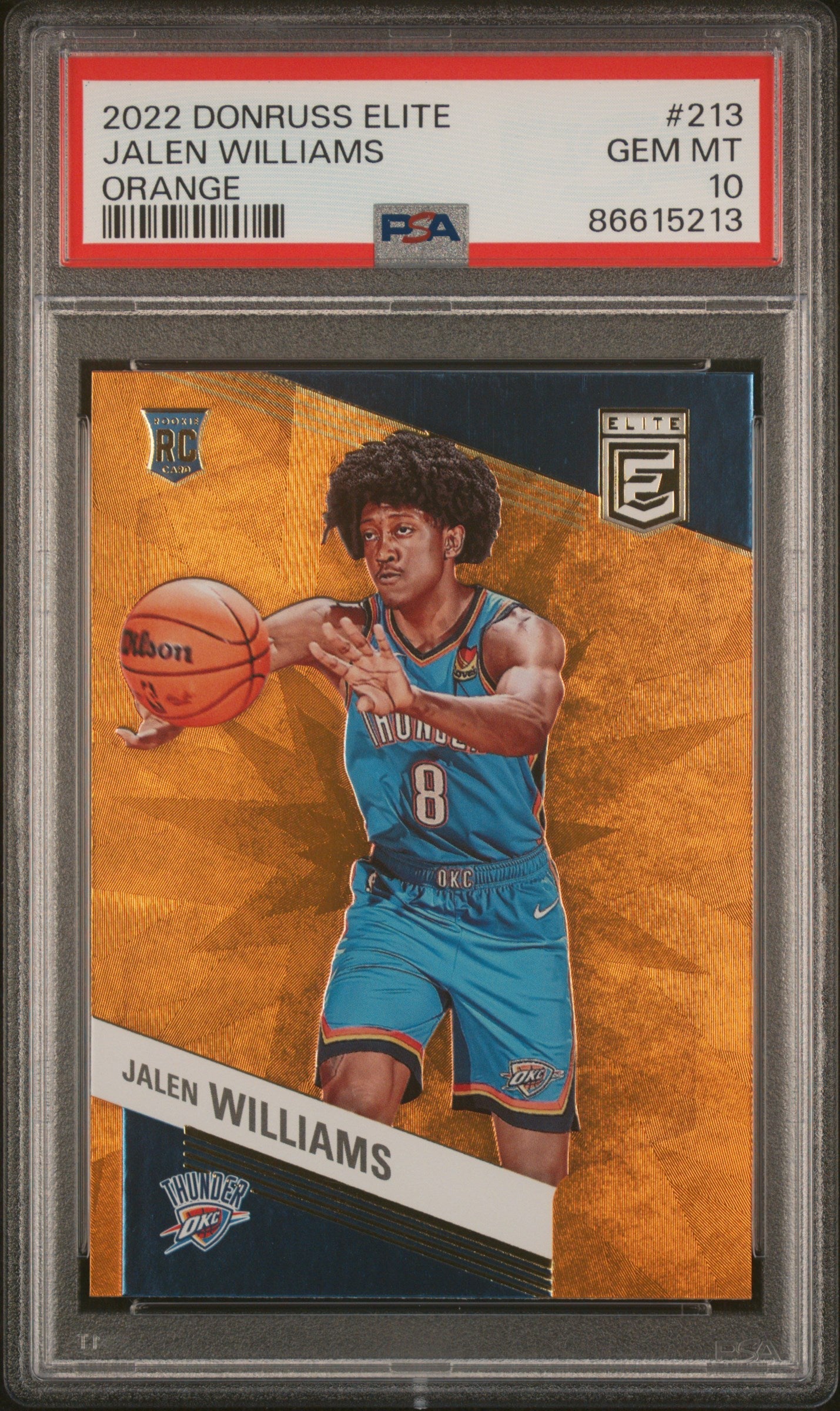 Graded 2022 Panini Donruss Elite Jalen Williams #213 Orange Rookie RC Basketball Card PSA 10 Gem Mint
