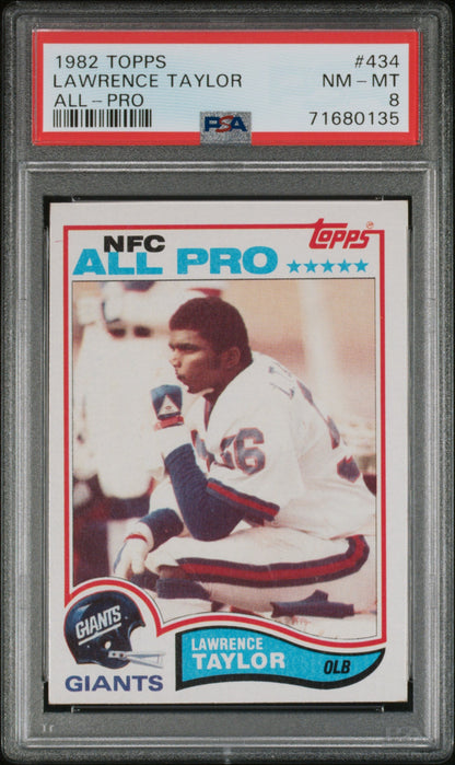 Graded 1982 Topps Lawrence Taylor #434 Rookie RC Football Card PSA 8 Near Mint-Mint