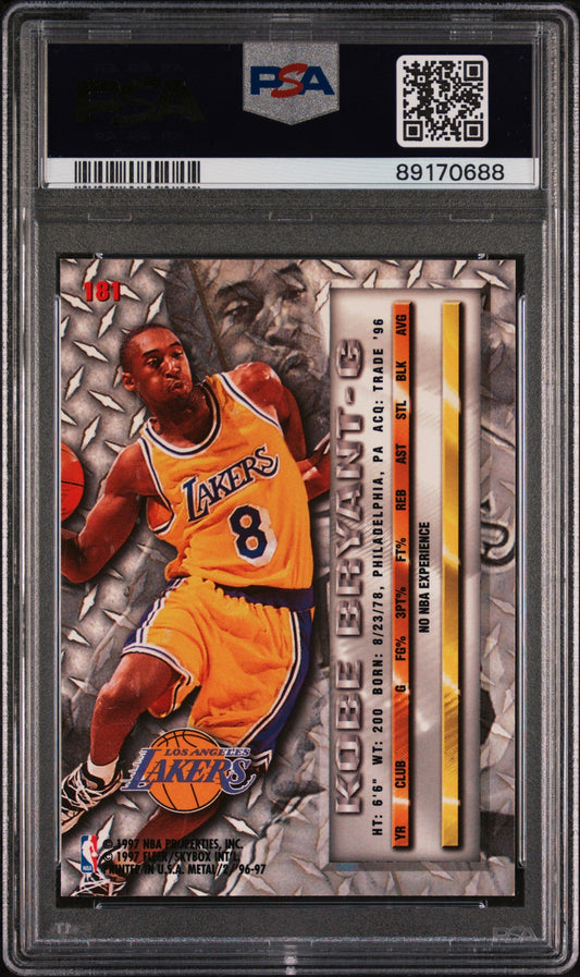 Graded 1996 Fleer Metal Kobe Bryant #181 Rookie RC Basketball Card PSA 9 Mint