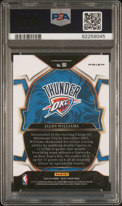 Graded 2022 Panini Select Jalen Williams #90 Green/White/Purple Rookie RC Basketball Card PSA 10 Gem Mint