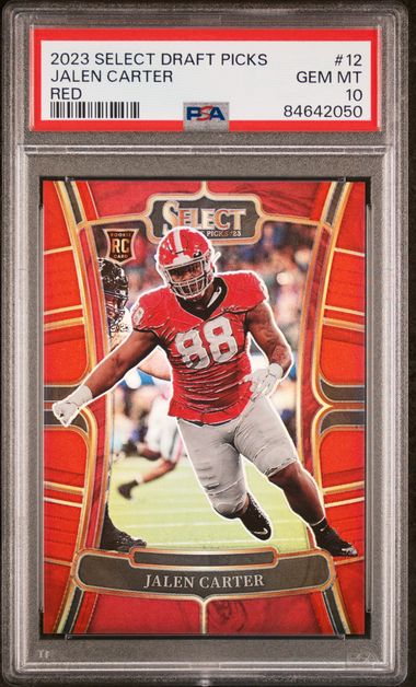 Graded 2023 Panini Select DP Jalen Carter #12 Red Rookie RC Football Card PSA 10 Gem Mint