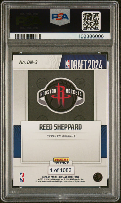 Graded 2024 Panini Instant NBA Reed Sheppard #DN3 Draft Night Rookie RC Basketball Card PSA 10 Gem Mint